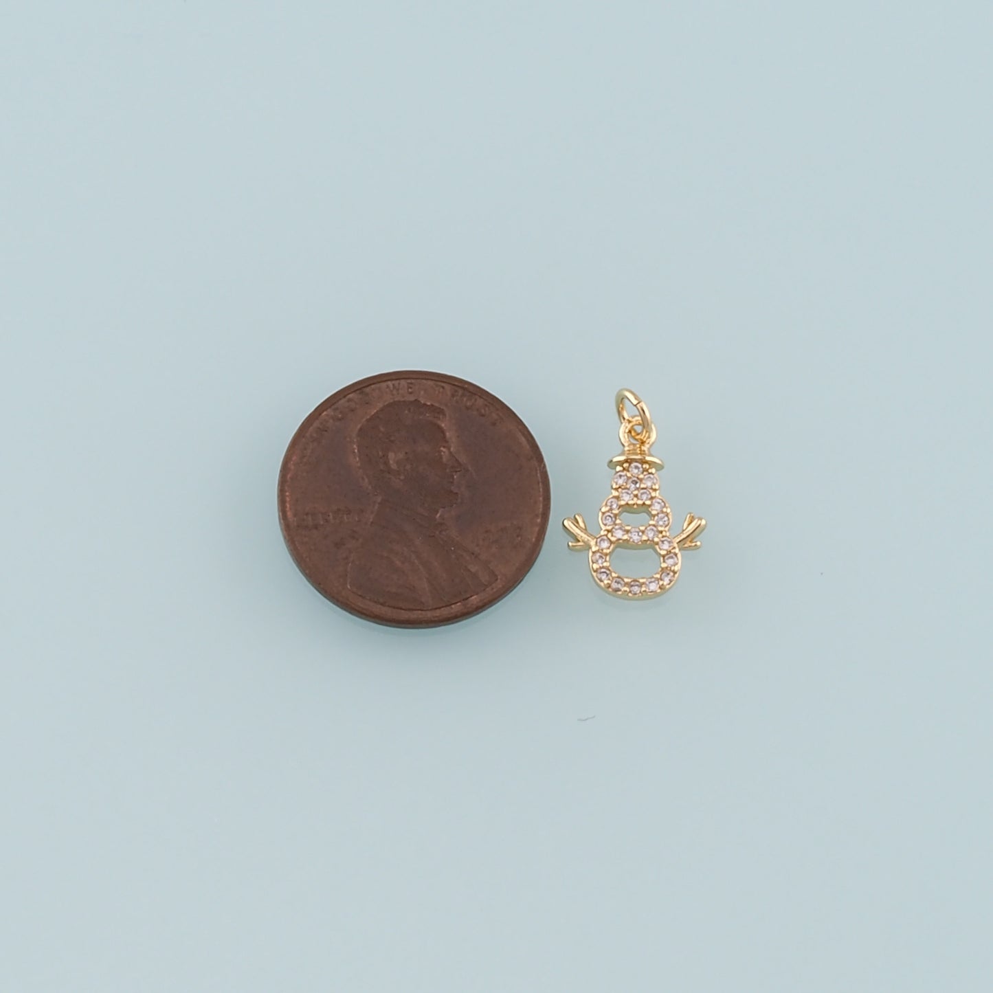 Gold Christmas Charms,18K Gold Filled CZ Micro Pave Snowman Pendant Bracelet Necklace for DIY Jewelry Making Supply