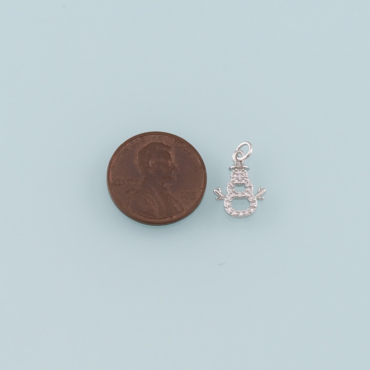 Gold Christmas Charms,18K Gold Filled CZ Micro Pave Snowman Pendant Bracelet Necklace for DIY Jewelry Making Supply