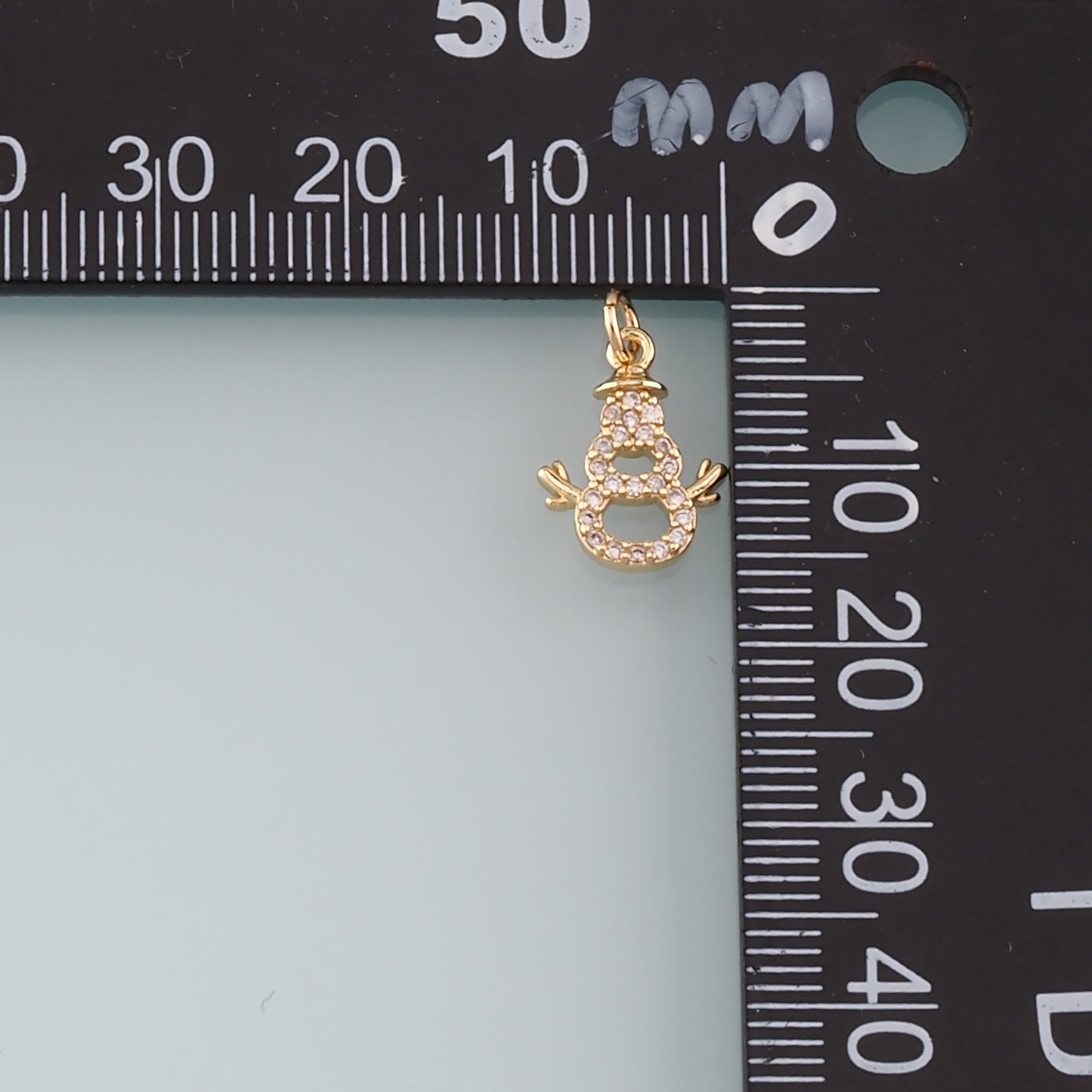 Gold Christmas Charms,18K Gold Filled CZ Micro Pave Snowman Pendant Bracelet Necklace for DIY Jewelry Making Supply