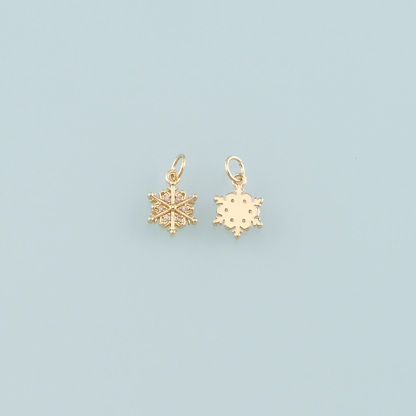 Gold Christmas Charms,18K Gold Filled CZ Micro Pave Christmas snowflake Pendant Charm Bracelet Necklace for DIY Jewelry Making Supply