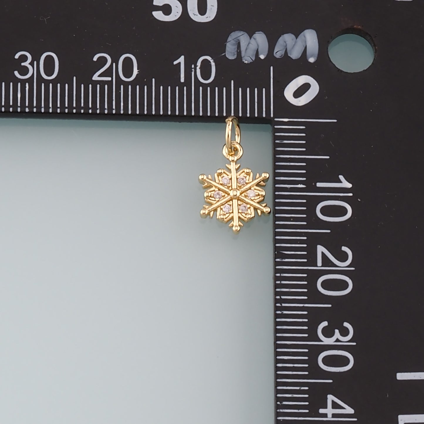 Gold Christmas Charms,18K Gold Filled CZ Micro Pave Christmas snowflake Pendant Charm Bracelet Necklace for DIY Jewelry Making Supply