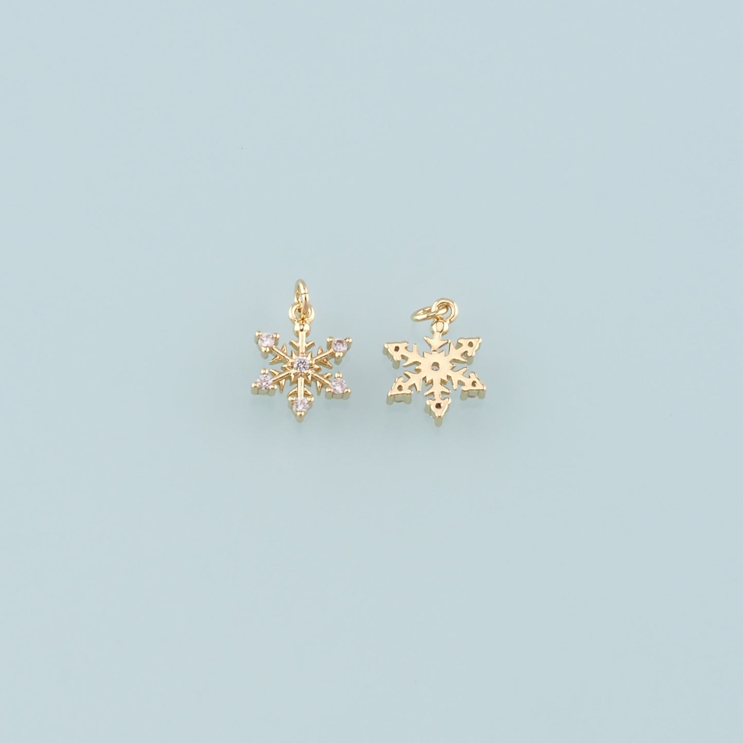Gold Christmas Charms,18K Gold Filled CZ Micro Pave Christmas snowflake Pendant Charm Bracelet Necklace for DIY Jewelry Making Supply