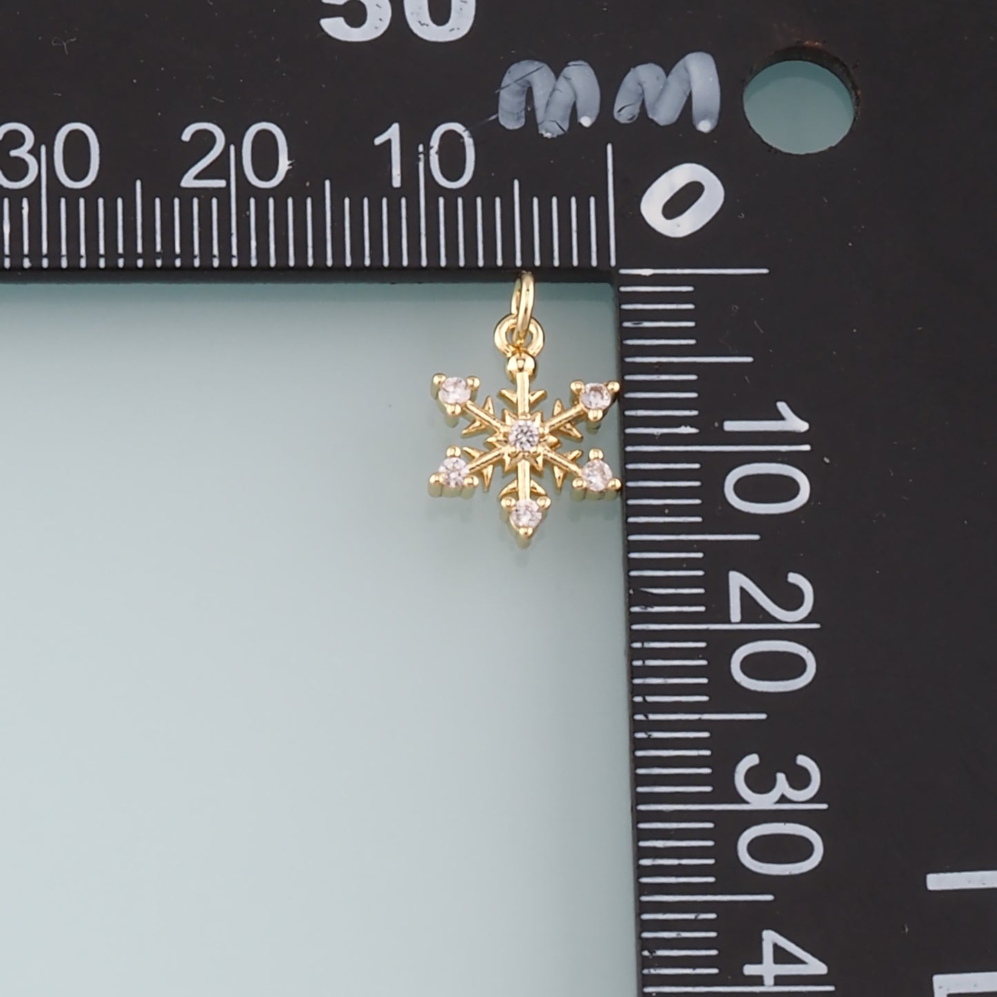 Gold Christmas Charms,18K Gold Filled CZ Micro Pave Christmas snowflake Pendant Charm Bracelet Necklace for DIY Jewelry Making Supply