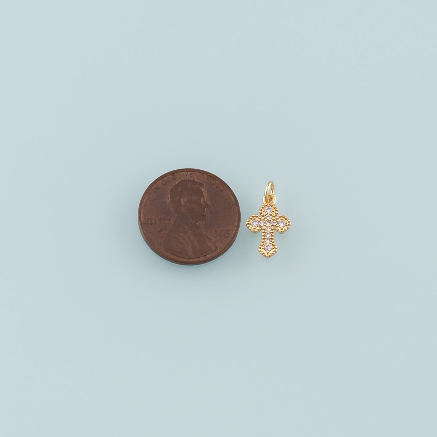 Gold Cross Charms,18K Gold Filled Cross Pendant,CZ Micro Pave Religion Charm Bracelet Necklace for DIY Jewelry Making Supply