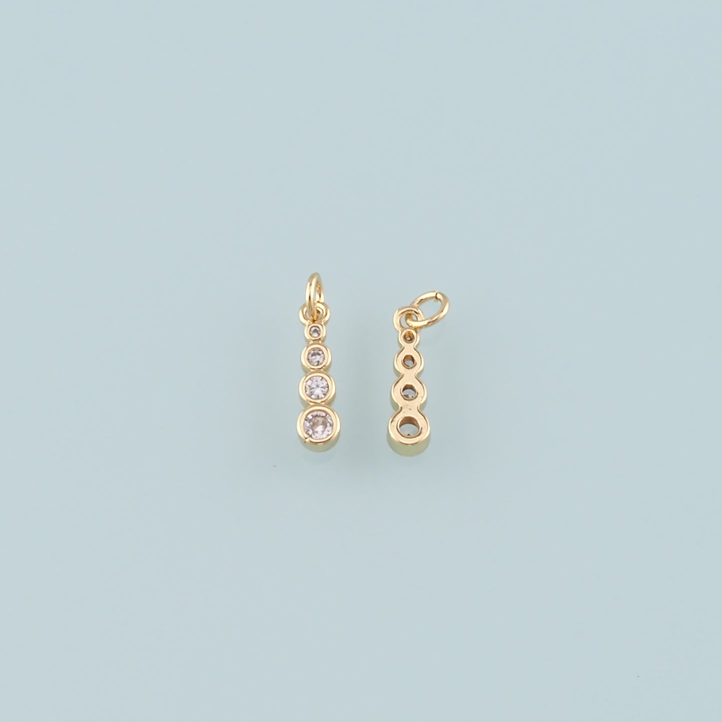 Gold Round Bar Charms,18K Gold Filled Round Pendant,CZ Micro Pave Round Charm Bracelet Necklace for DIY Jewelry Making Supply