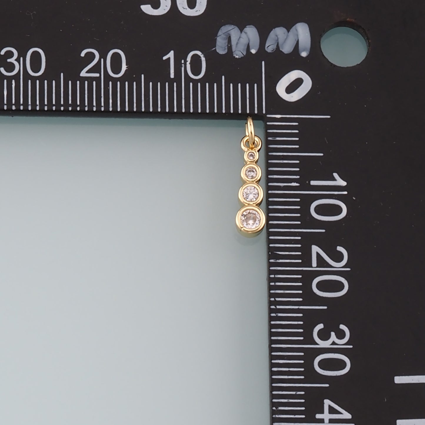 Gold Round Bar Charms,18K Gold Filled Round Pendant,CZ Micro Pave Round Charm Bracelet Necklace for DIY Jewelry Making Supply