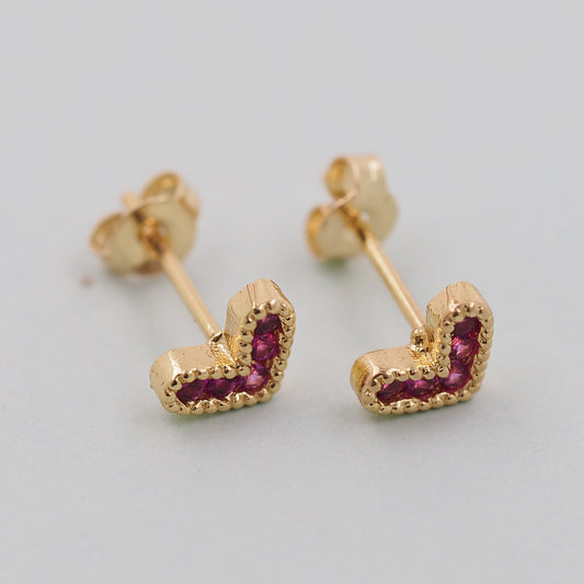 1pair 18K Gold Filled Heart Earrings,Gold Earrings,Dainty Earrings