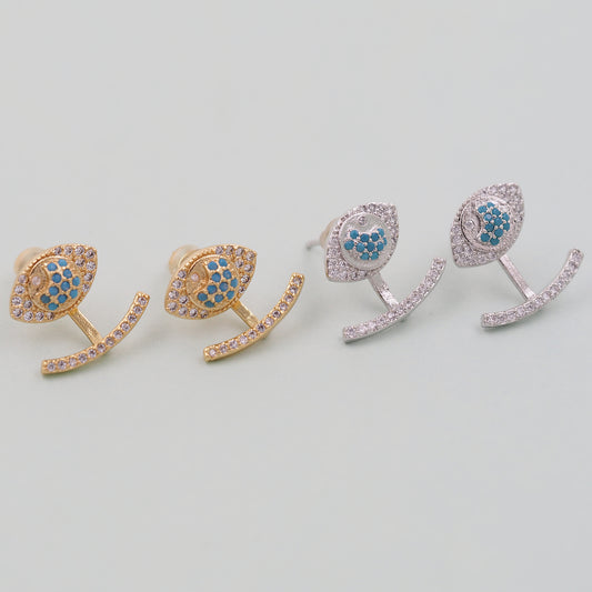 1pair 18K Gold Filled Evil EYE Earrings,Gold Earrings,Dainty Earrings