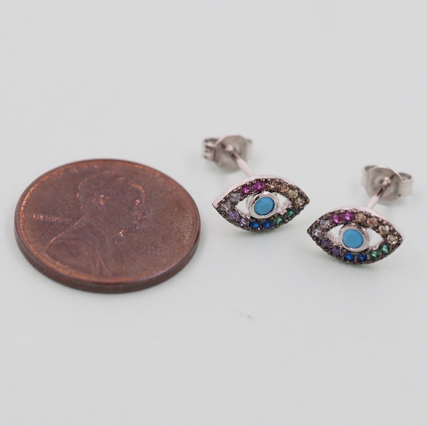 1pair 18K Gold Filled Evil Eye Earrings,Gold Earrings,Dainty Earrings