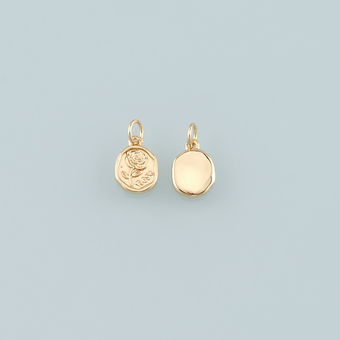 Gold Rose Charm,18K Gold Filled Rose Pendant,Flower Charm Bracelet Necklace for DIY Jewelry Making Supply