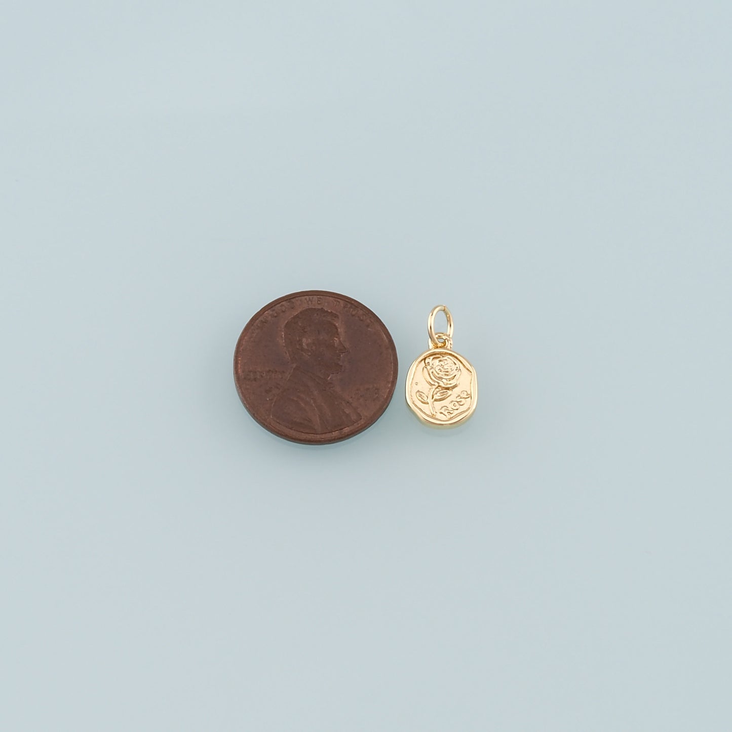 Gold Rose Charm,18K Gold Filled Rose Pendant,Flower Charm Bracelet Necklace for DIY Jewelry Making Supply