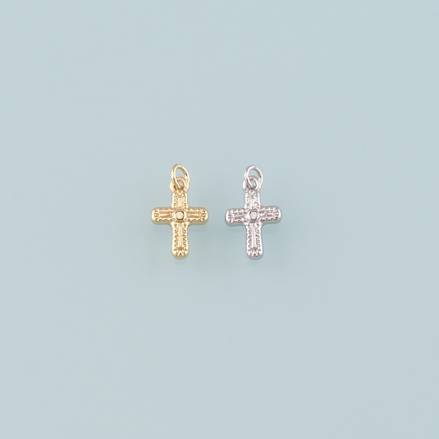 Gold Cross Charms,18K Gold Filled Cross Pendant,Religion Charm Bracelet Necklace for DIY Jewelry Making Supply
