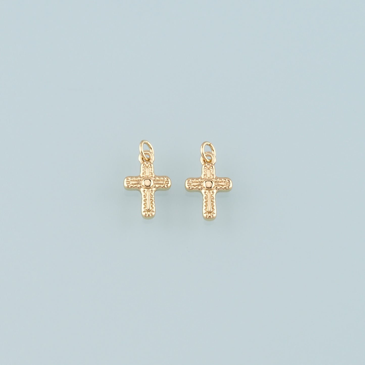 Gold Cross Charms,18K Gold Filled Cross Pendant,Religion Charm Bracelet Necklace for DIY Jewelry Making Supply