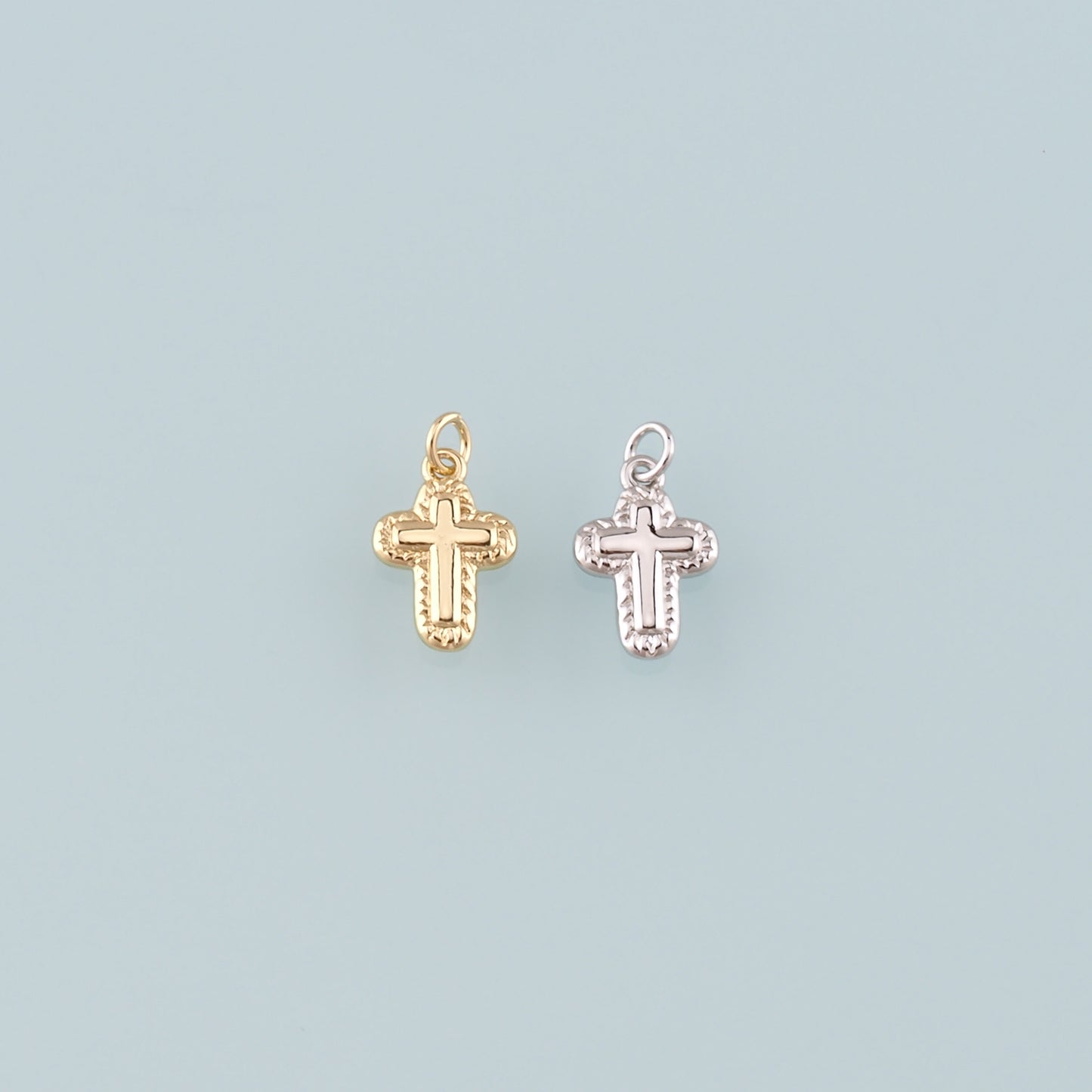 Gold Cross Charms,18K Gold Filled Cross Pendant,Religion Charm Bracelet Necklace for DIY Jewelry Making Supply