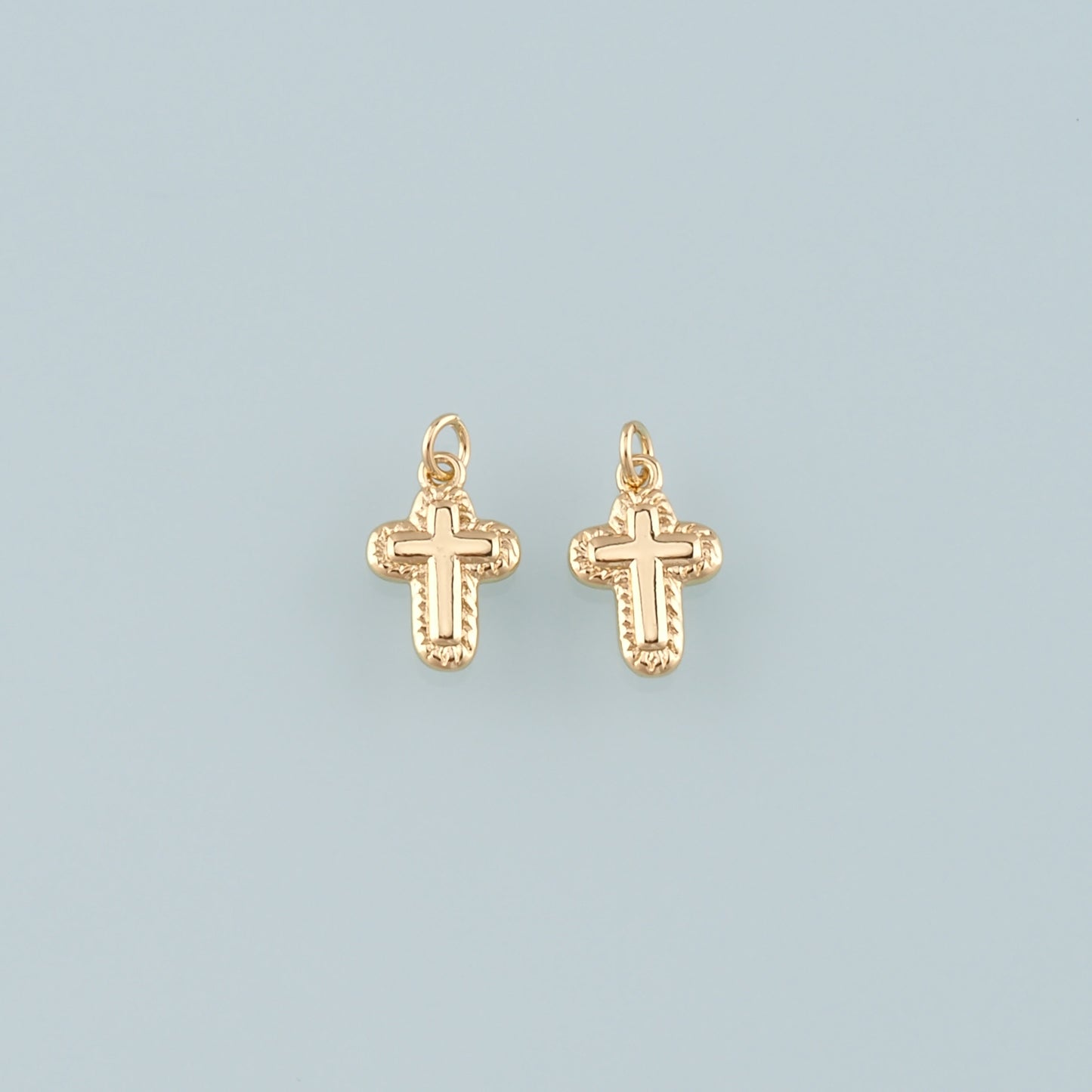 Gold Cross Charms,18K Gold Filled Cross Pendant,Religion Charm Bracelet Necklace for DIY Jewelry Making Supply
