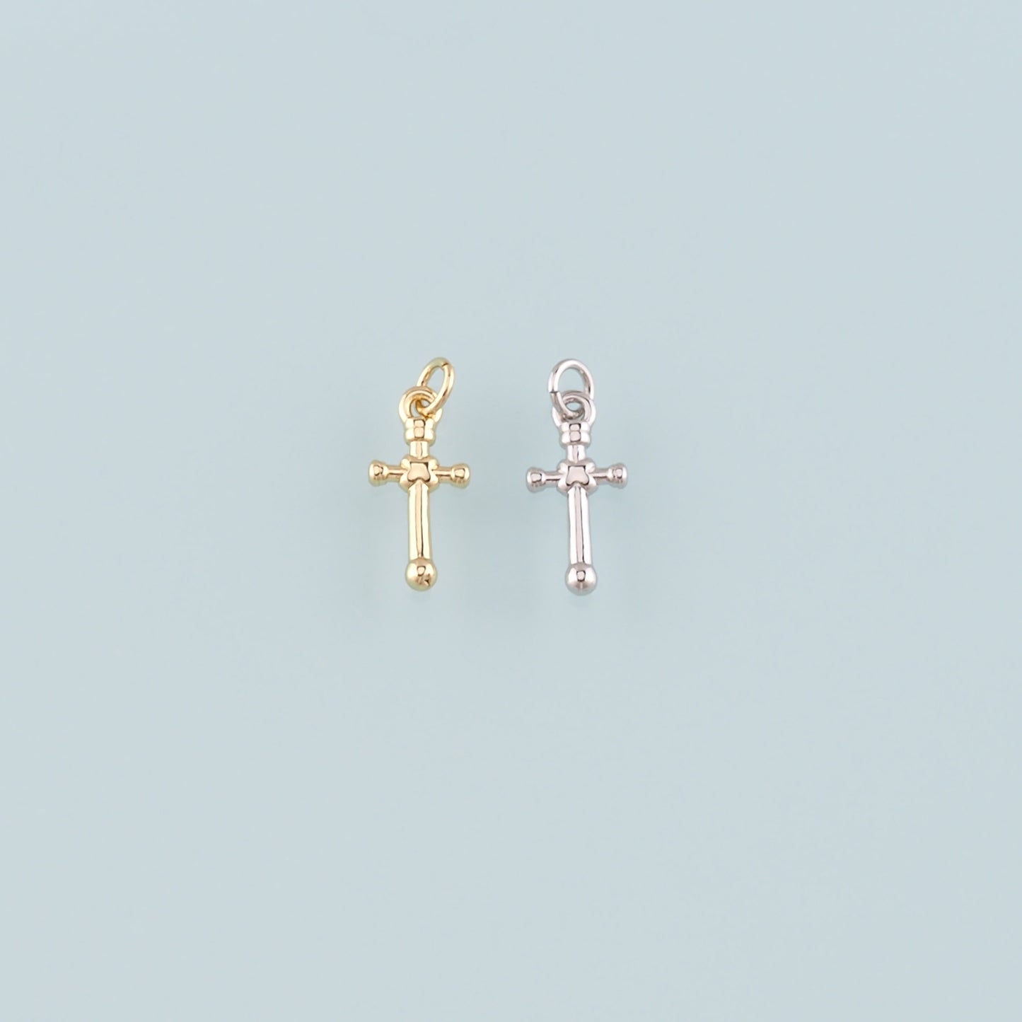 Gold Cross Charms,18K Gold Filled Cross Pendant,Religion Charm Bracelet Necklace for DIY Jewelry Making Supply