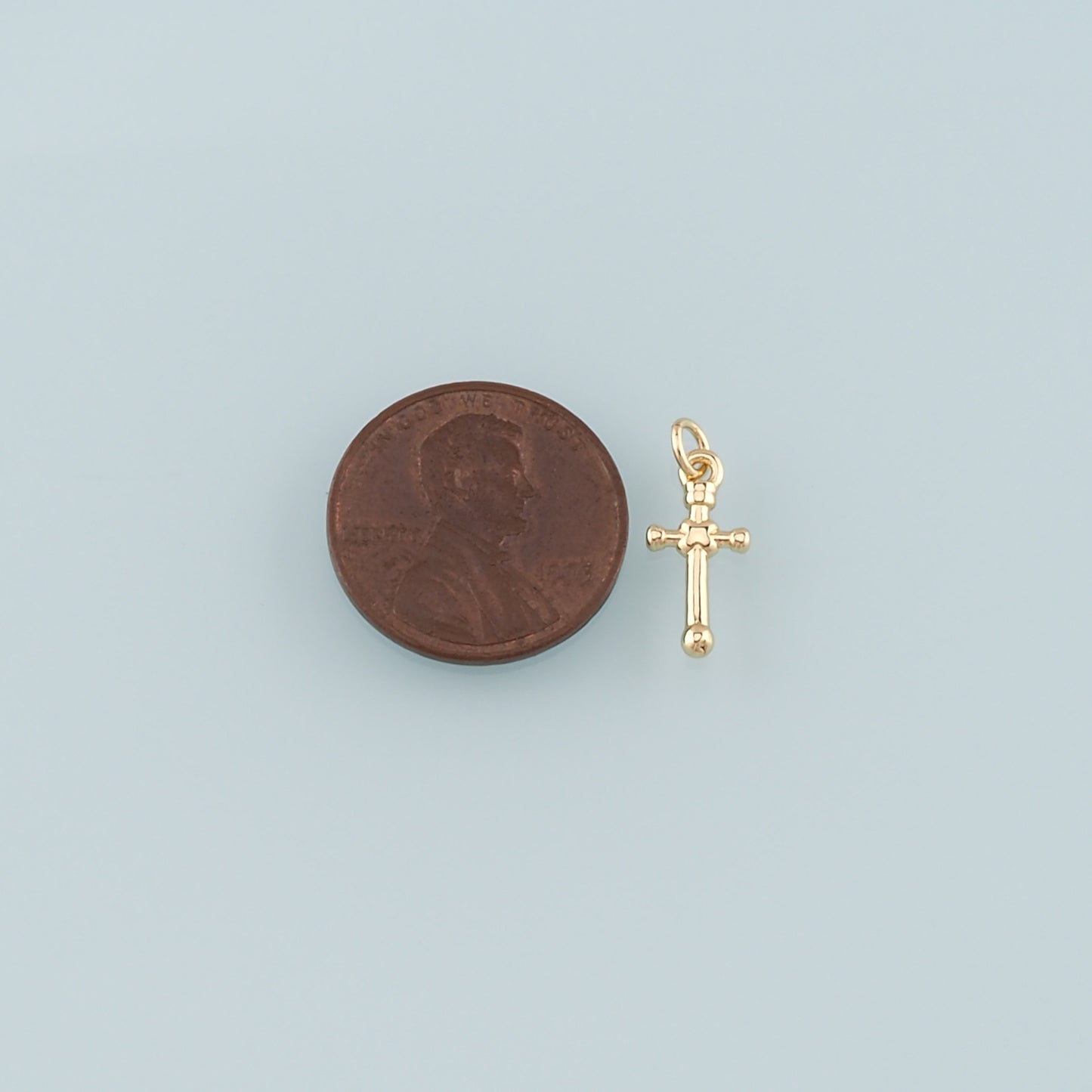 Gold Cross Charms,18K Gold Filled Cross Pendant,Religion Charm Bracelet Necklace for DIY Jewelry Making Supply