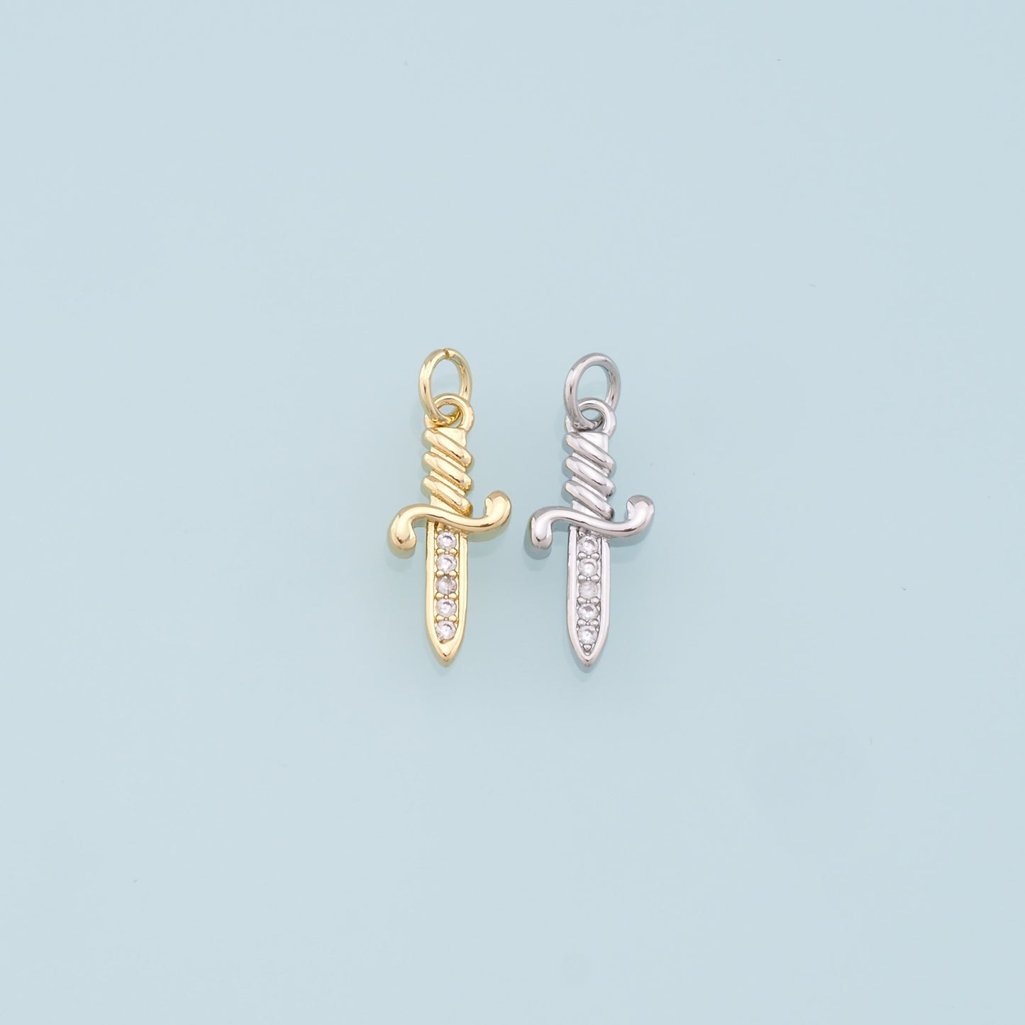 18K Gold Filled Dagger Pendant,Dagger Charm Bracelet Necklace for DIY Jewelry Making Supply