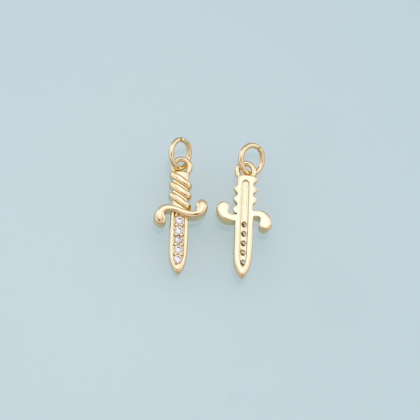 18K Gold Filled Dagger Pendant,Dagger Charm Bracelet Necklace for DIY Jewelry Making Supply
