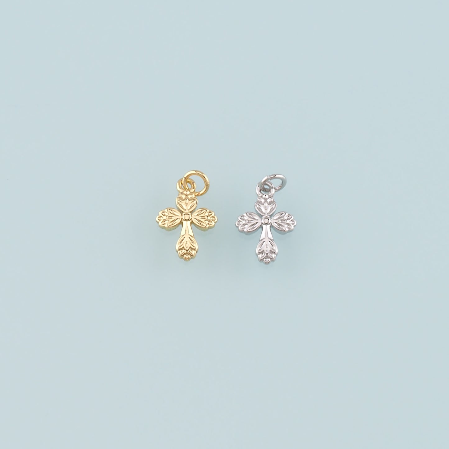 Gold Cross Charms,18K Gold Filled Cross Pendant,Religion Charm Bracelet Necklace for DIY Jewelry Making Supply