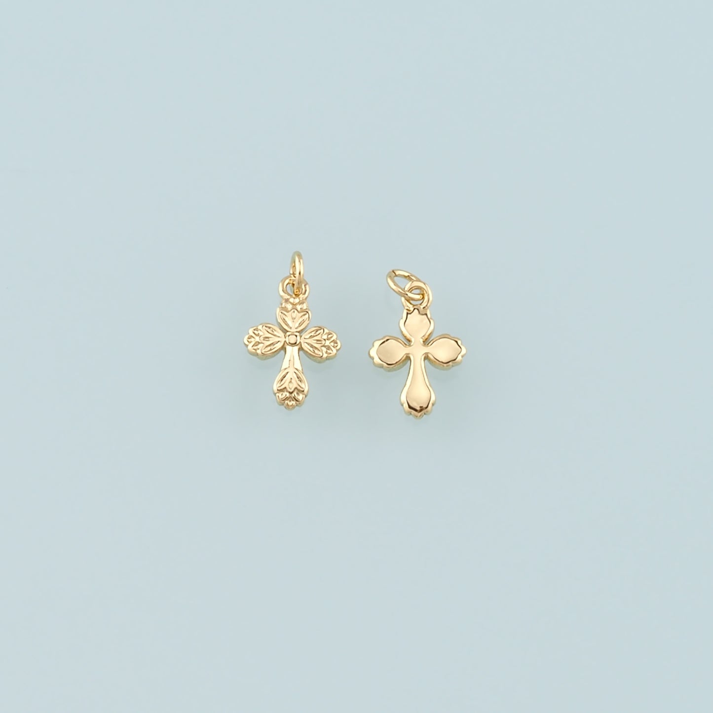 Gold Cross Charms,18K Gold Filled Cross Pendant,Religion Charm Bracelet Necklace for DIY Jewelry Making Supply