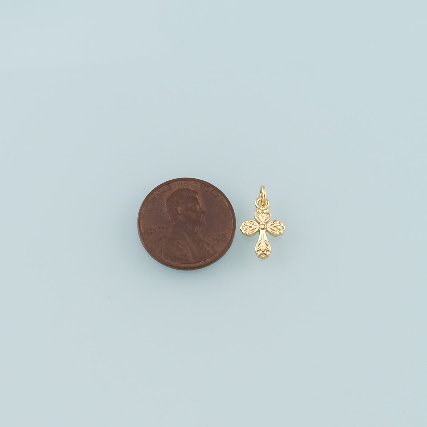 Gold Cross Charms,18K Gold Filled Cross Pendant,Religion Charm Bracelet Necklace for DIY Jewelry Making Supply
