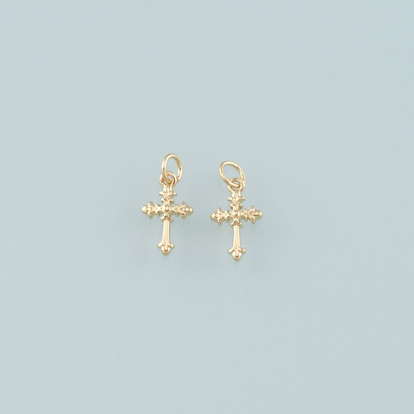 Gold Cross Charms,18K Gold Filled Cross Pendant,Religion Charm Bracelet Necklace for DIY Jewelry Making Supply
