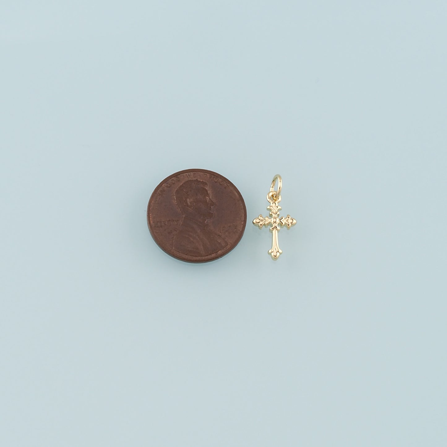 Gold Cross Charms,18K Gold Filled Cross Pendant,Religion Charm Bracelet Necklace for DIY Jewelry Making Supply