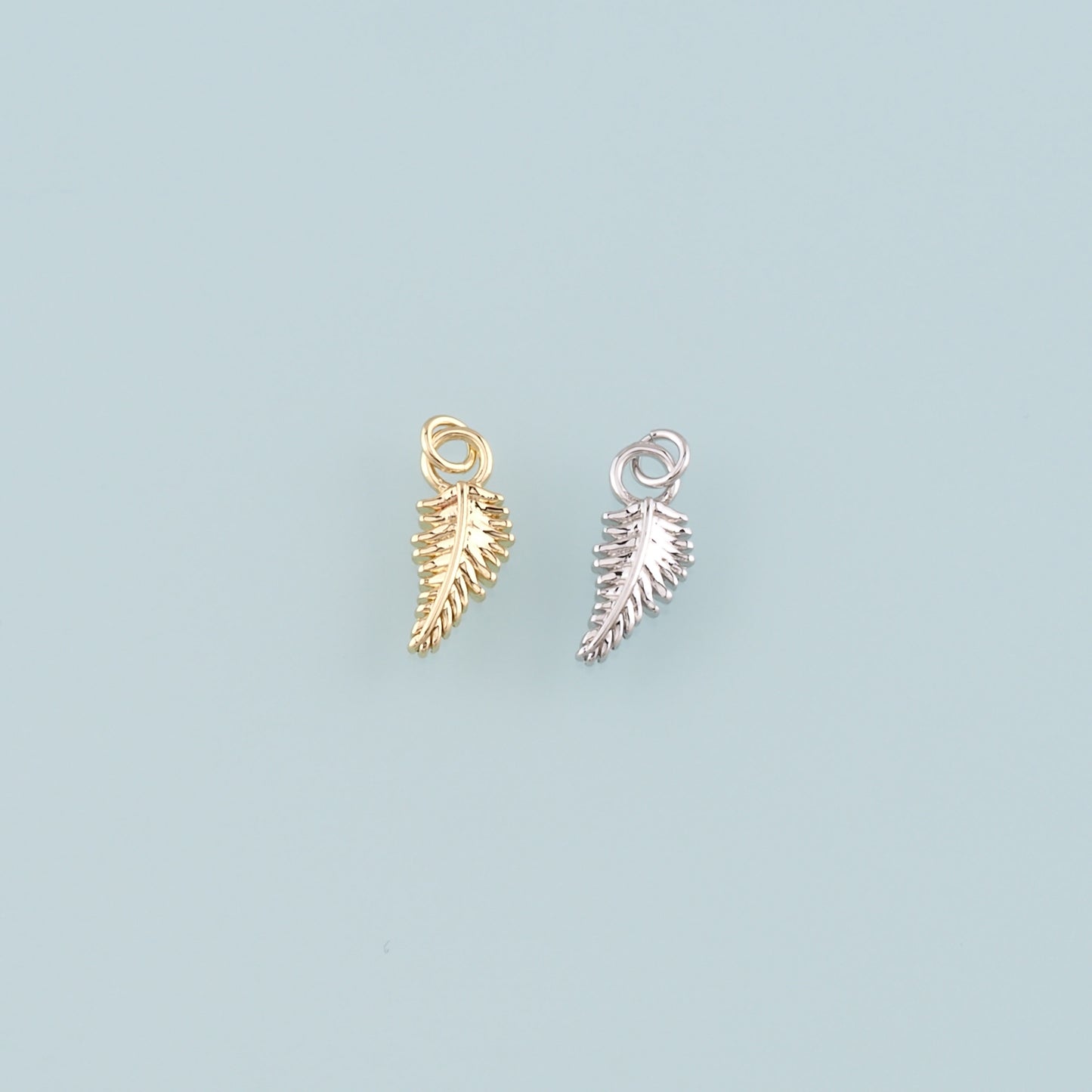 18K Gold Filled Feather Pendant,Dainty Feather Charm Bracelet Necklace for DIY Jewelry Making Supply