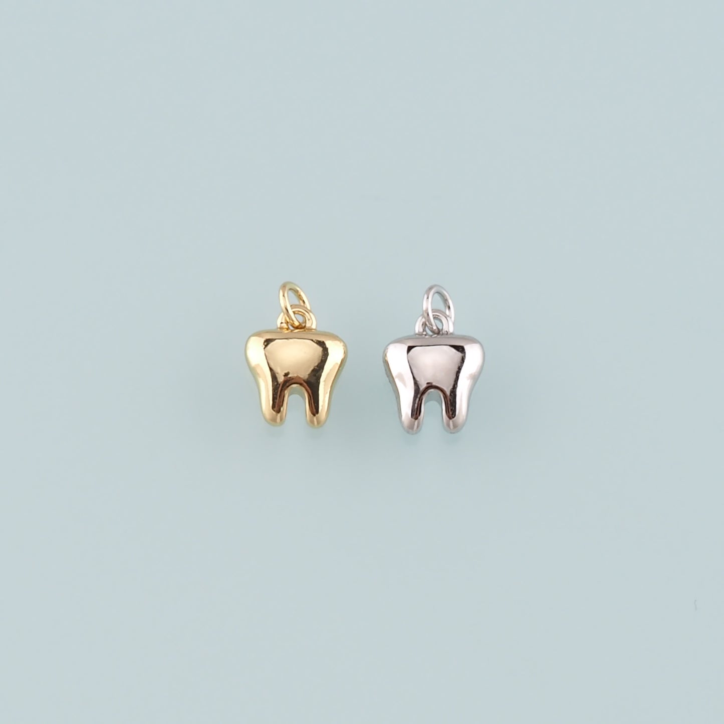 18K Gold Filled Teeth Pendant,Dainty Teeth Charm Bracelet Necklace for DIY Jewelry Making Supply