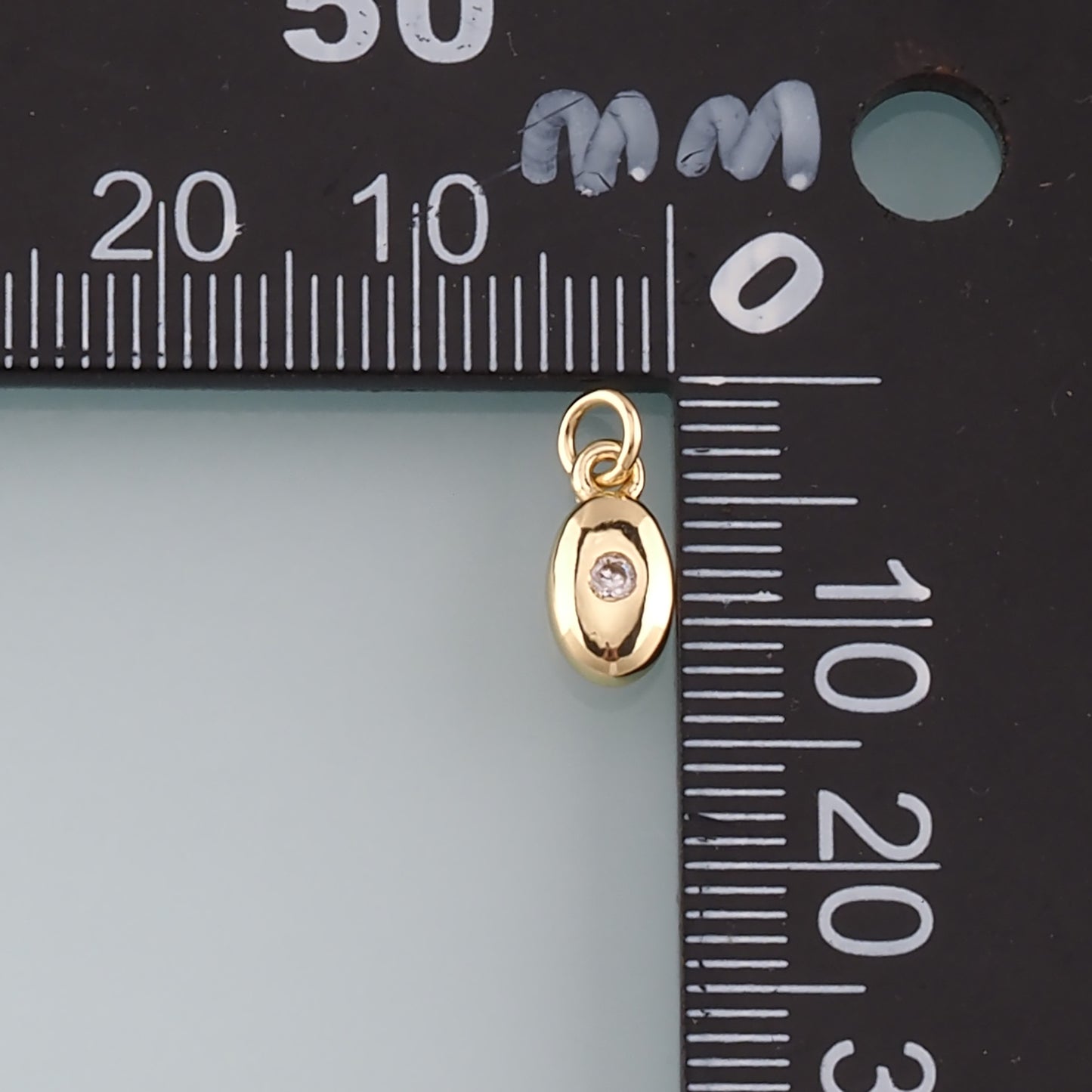 Gold Oval Charm,18K Gold Filled Oval Pendant,CZ Micro Pave Oval Charm Bracelet Necklace for DIY Jewelry Making Supply