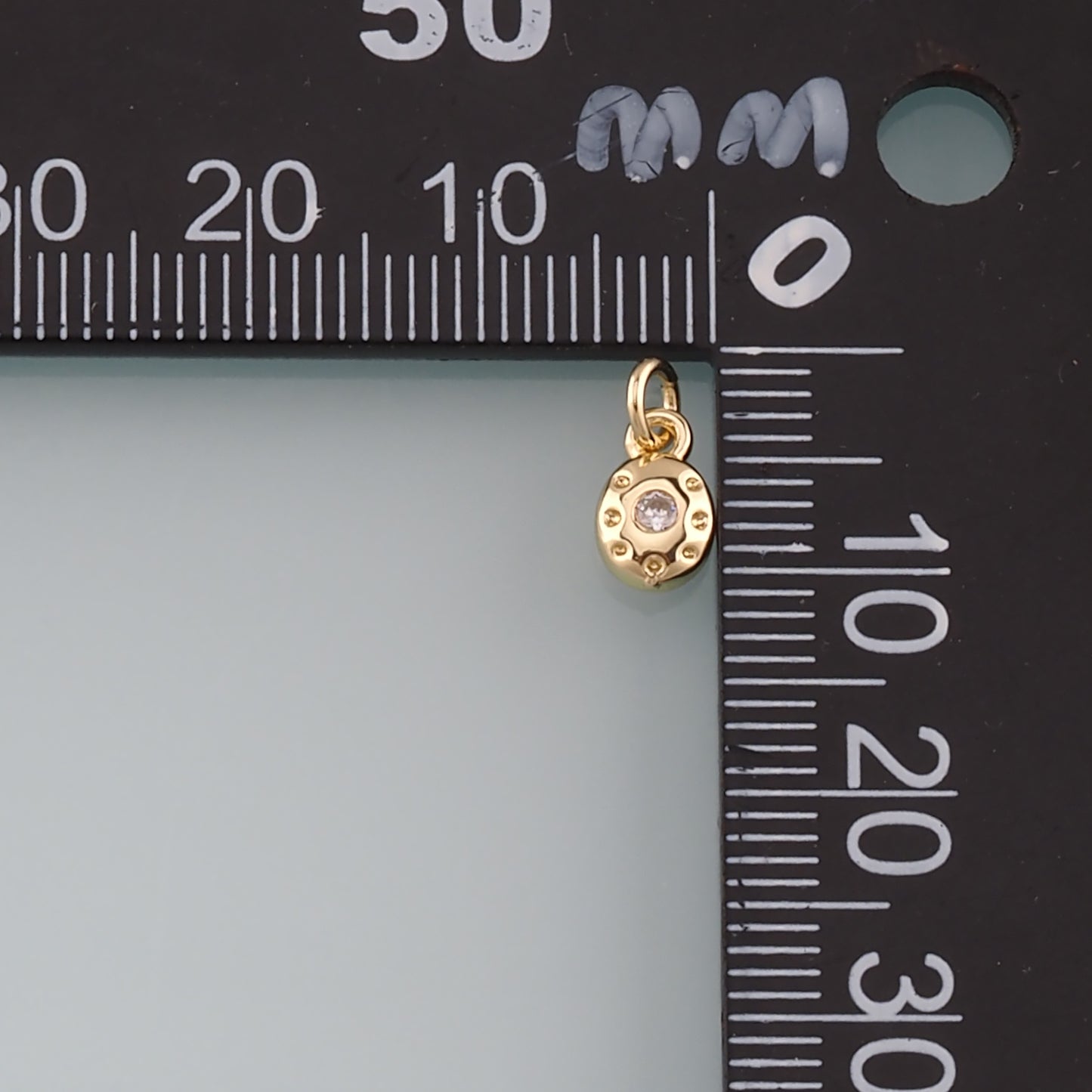 Gold Oval Charm,18K Gold Filled Oval Pendant,CZ Micro Pave Oval Charm Bracelet Necklace for DIY Jewelry Making Supply