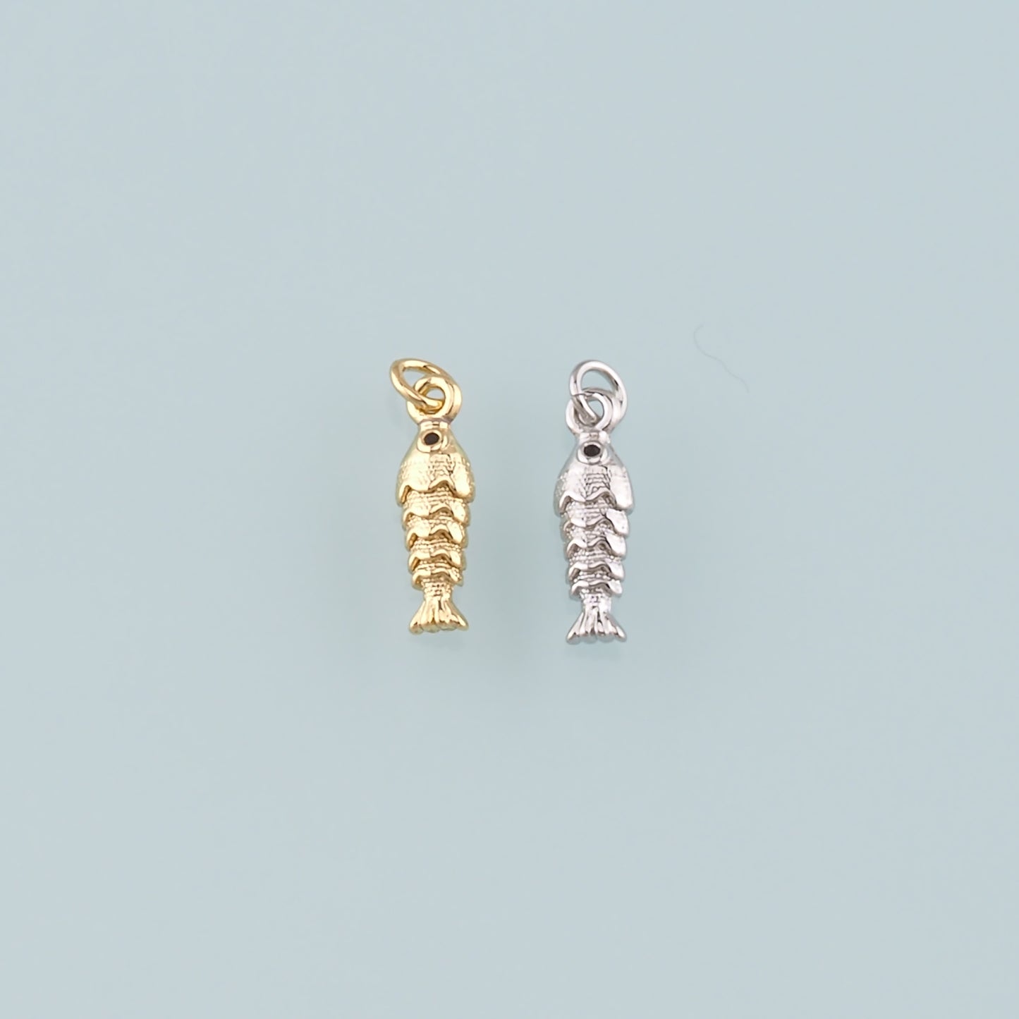 Gold Fish Charms,18K Gold Filled Fish Pendant,Ocean Charm Bracelet Necklace for DIY Jewelry Making Supply