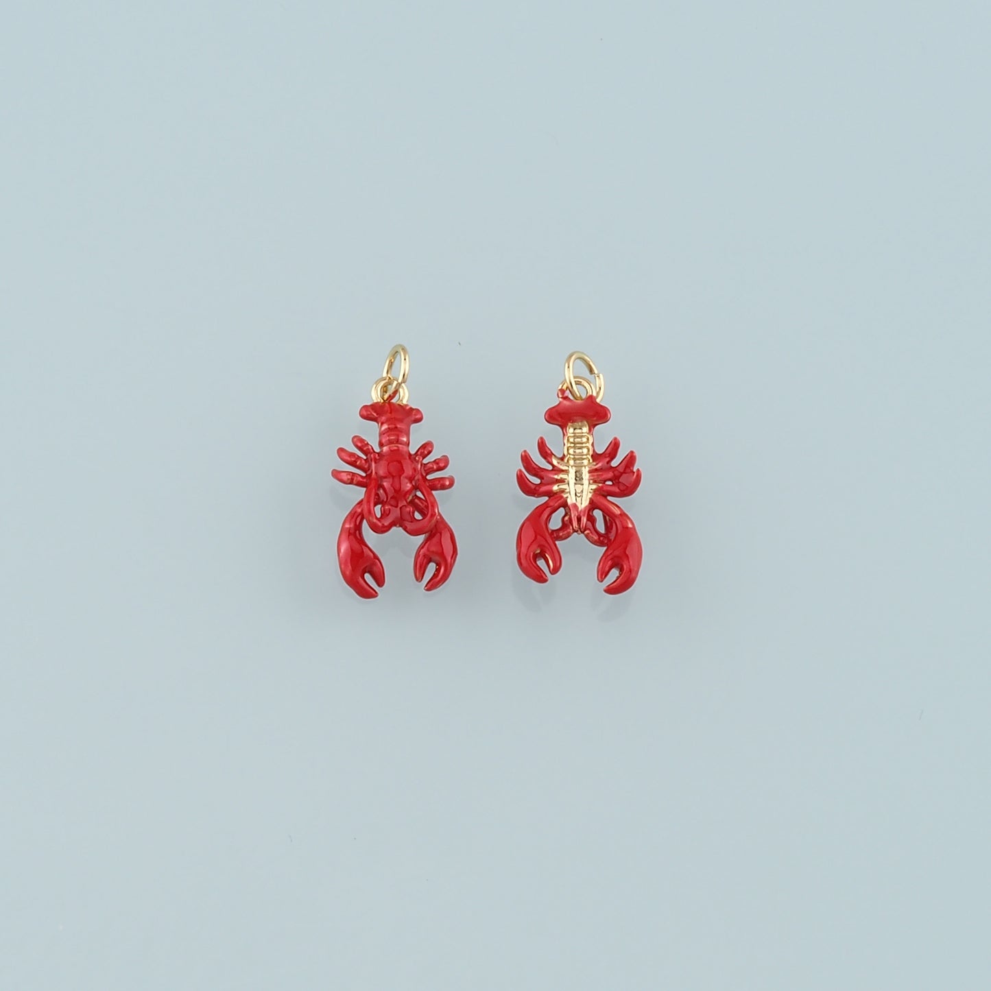 Cute Lobster Charms,18K Gold Filled Enamel Lobster Pendant,Kawaii Ocean Charm Bracelet Necklace for DIY Jewelry Making Supply