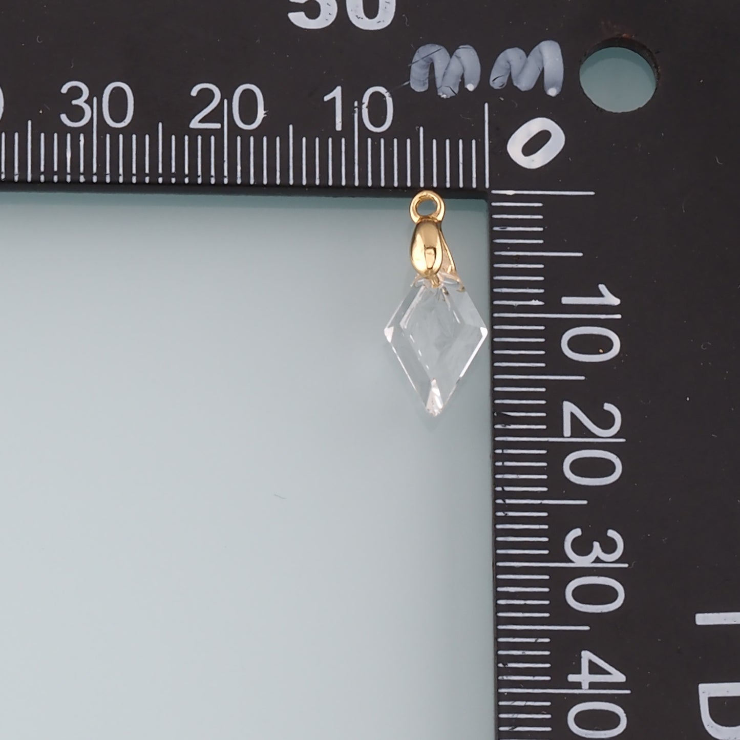 18K Gold Filled Rhombus Pendant, CZ Micro Pave Rhombus Charm Bracelet Necklace for DIY Jewelry Making Supply