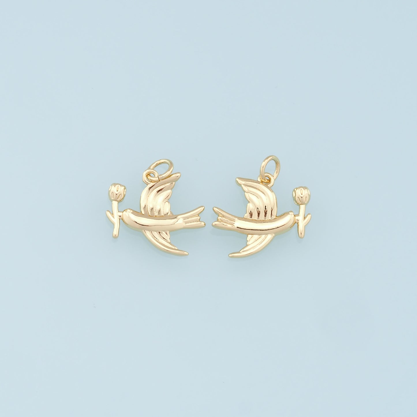 Gold Bird Charms,18K Gold Filled Bird Pendant,Bird Charm Bracelet Necklace for DIY Jewelry Making Supply