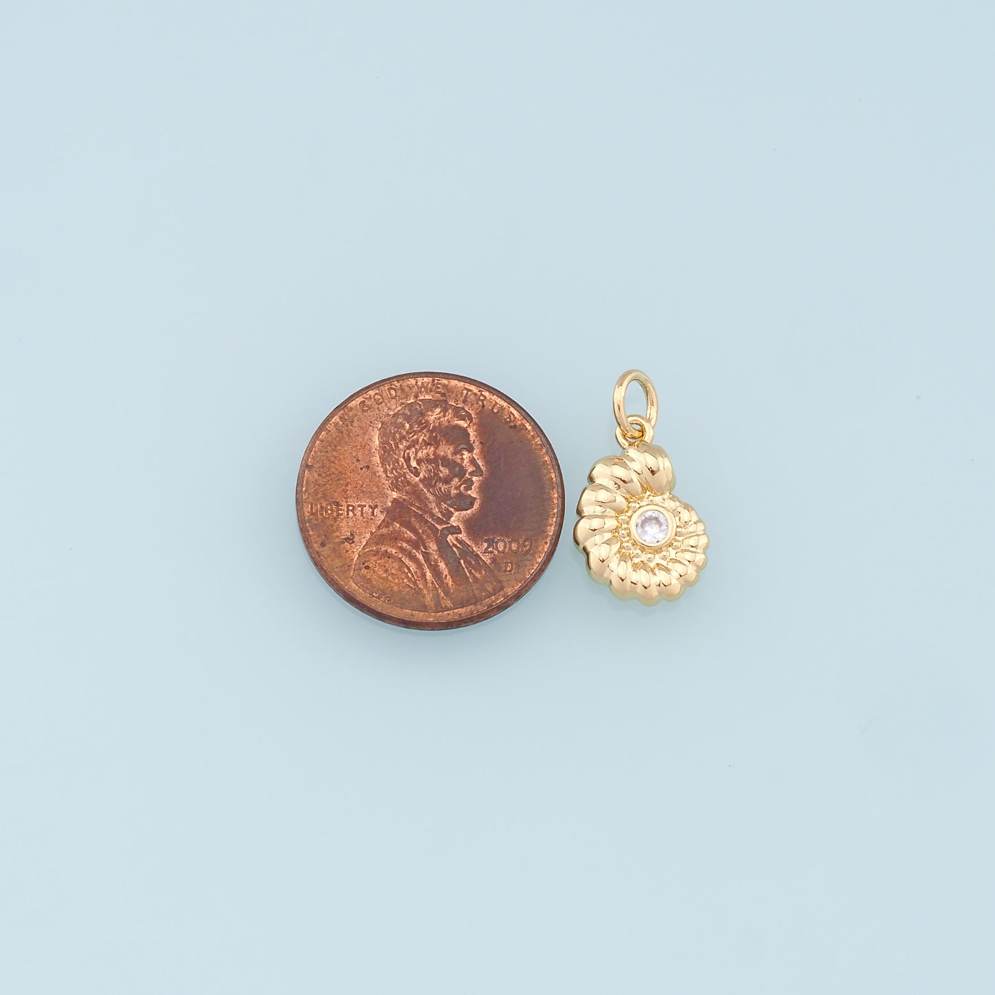 Gold Shell Charms,18K Gold Filled CZ Conch Shell Pendant,Ocean Charm Bracelet Necklace for DIY Jewelry Making Supply