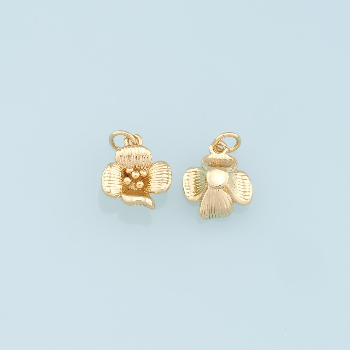 Gold Flower Charms,18K Gold Filled Flower Pendant,Silver Flower Charm Bracelet Necklace for DIY Jewelry Making Supply