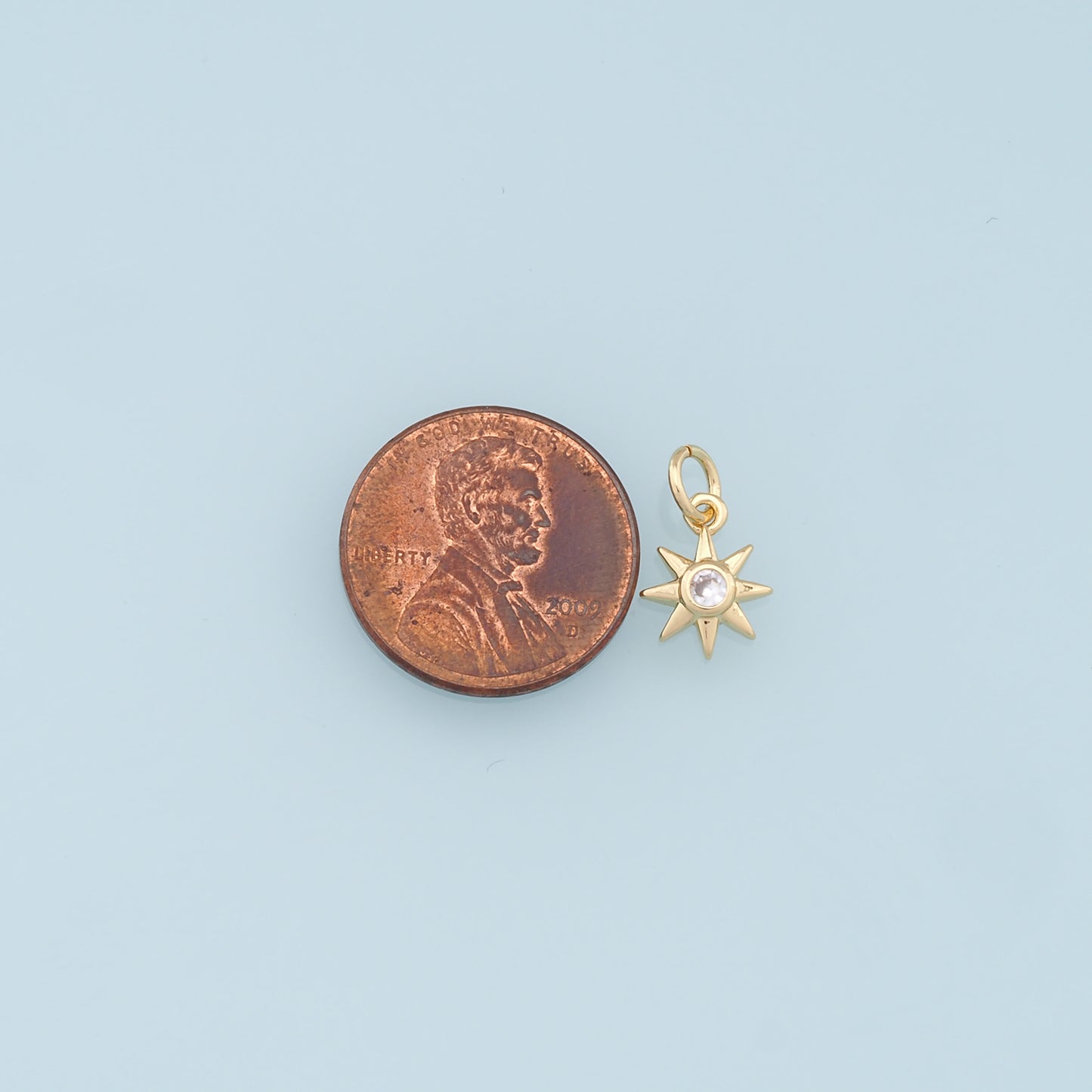 Gold Star Charms,18K Gold Filled Starburst Pendant,North Star Charm Bracelet Necklace for DIY Jewelry Making Supply