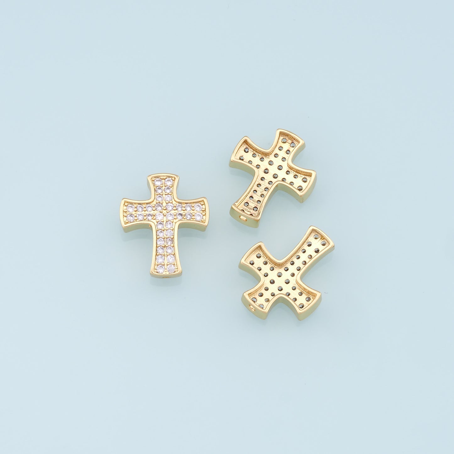 Gold Cross Charms,18K Gold Filled Cross Pendant,CZ Micro Pave Cross Charm Bracelet Necklace for DIY Jewelry Making Supply