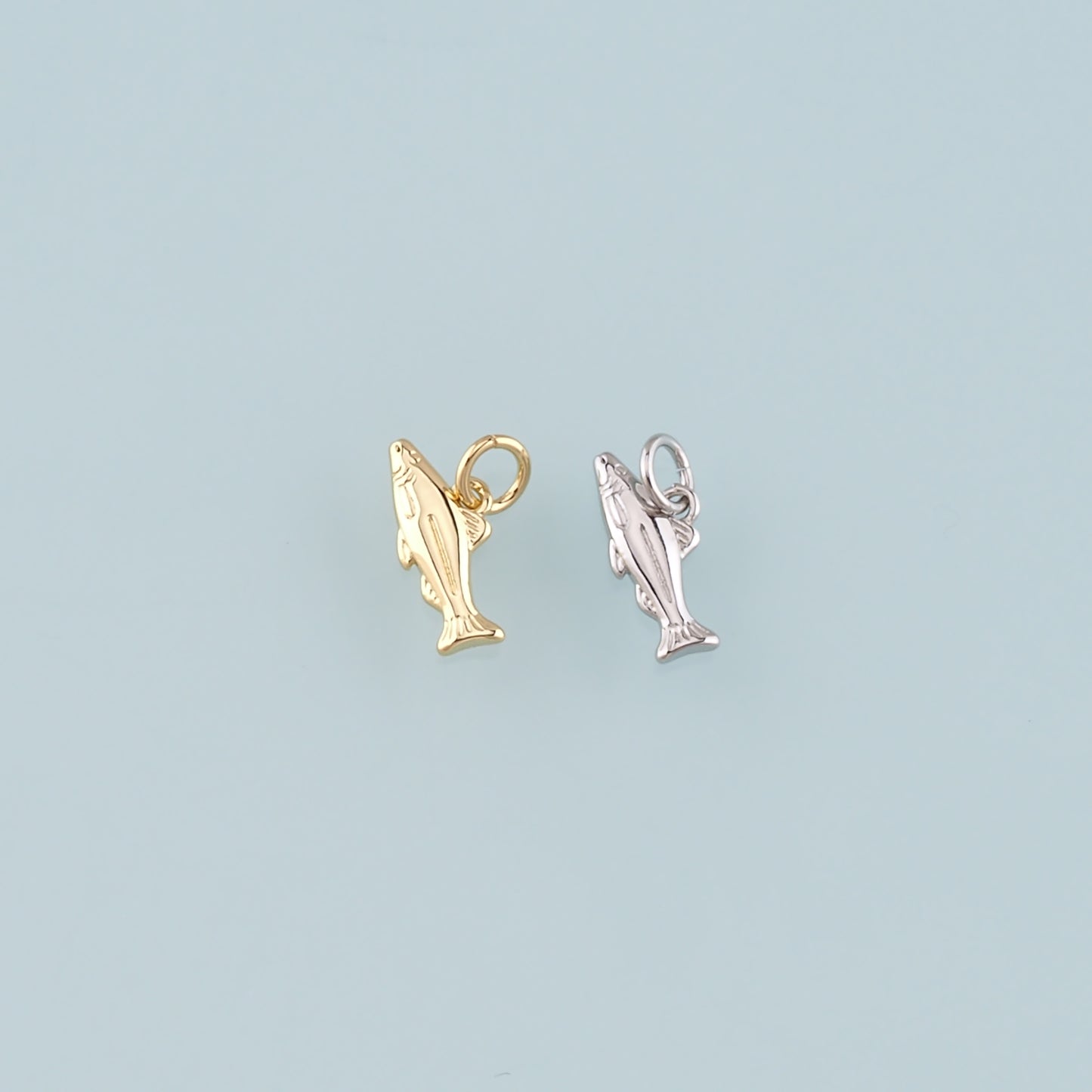Gold Fish Charms,18K Gold Filled Fish Pendant,Ocean Charm Bracelet Necklace for DIY Jewelry Making Supply