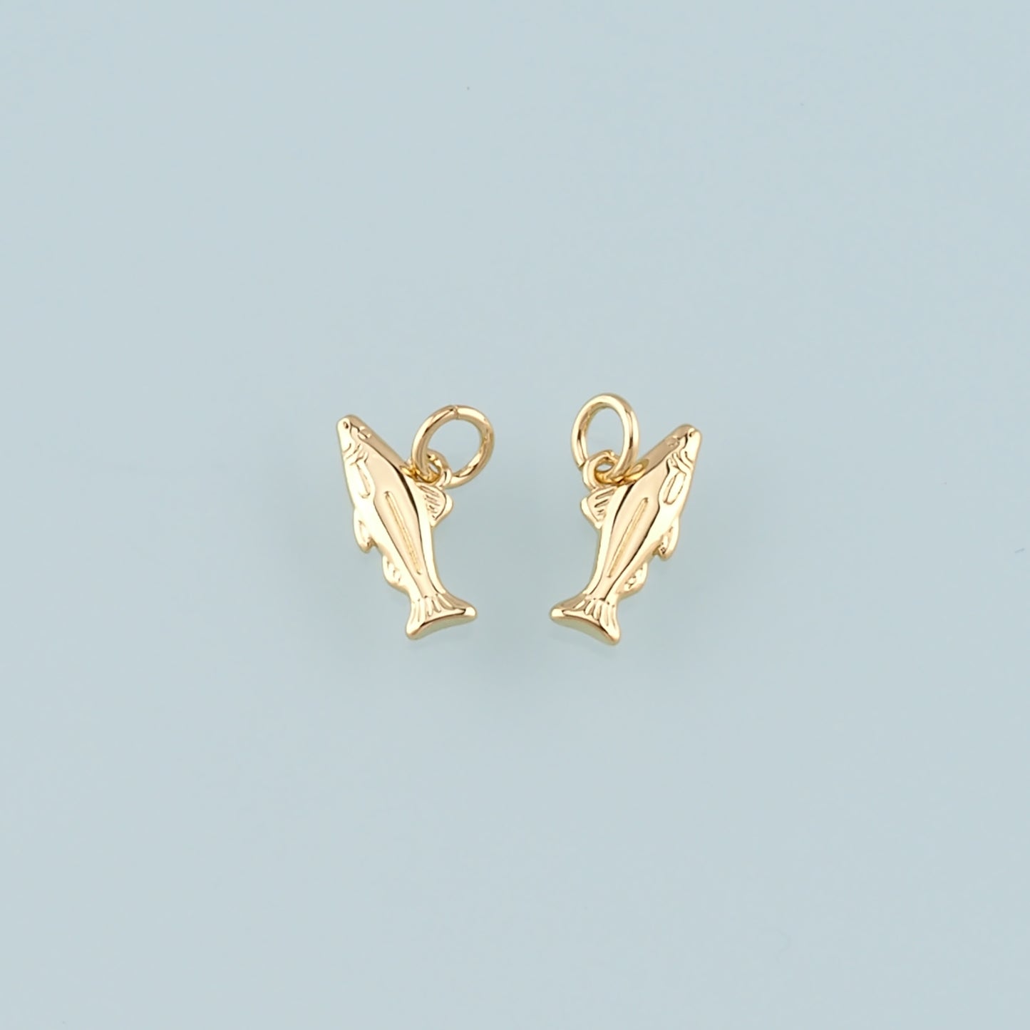 Gold Fish Charms,18K Gold Filled Fish Pendant,Ocean Charm Bracelet Necklace for DIY Jewelry Making Supply