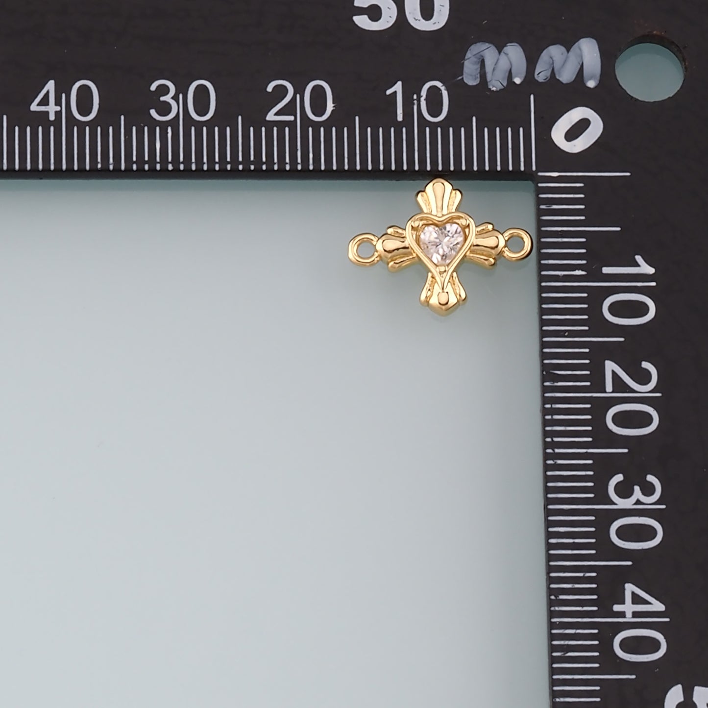 18K Gold Filled Heart Connector,CZ Micro Pvae Heart Charm Bracelet Necklace for DIY Jewelry Making Supply