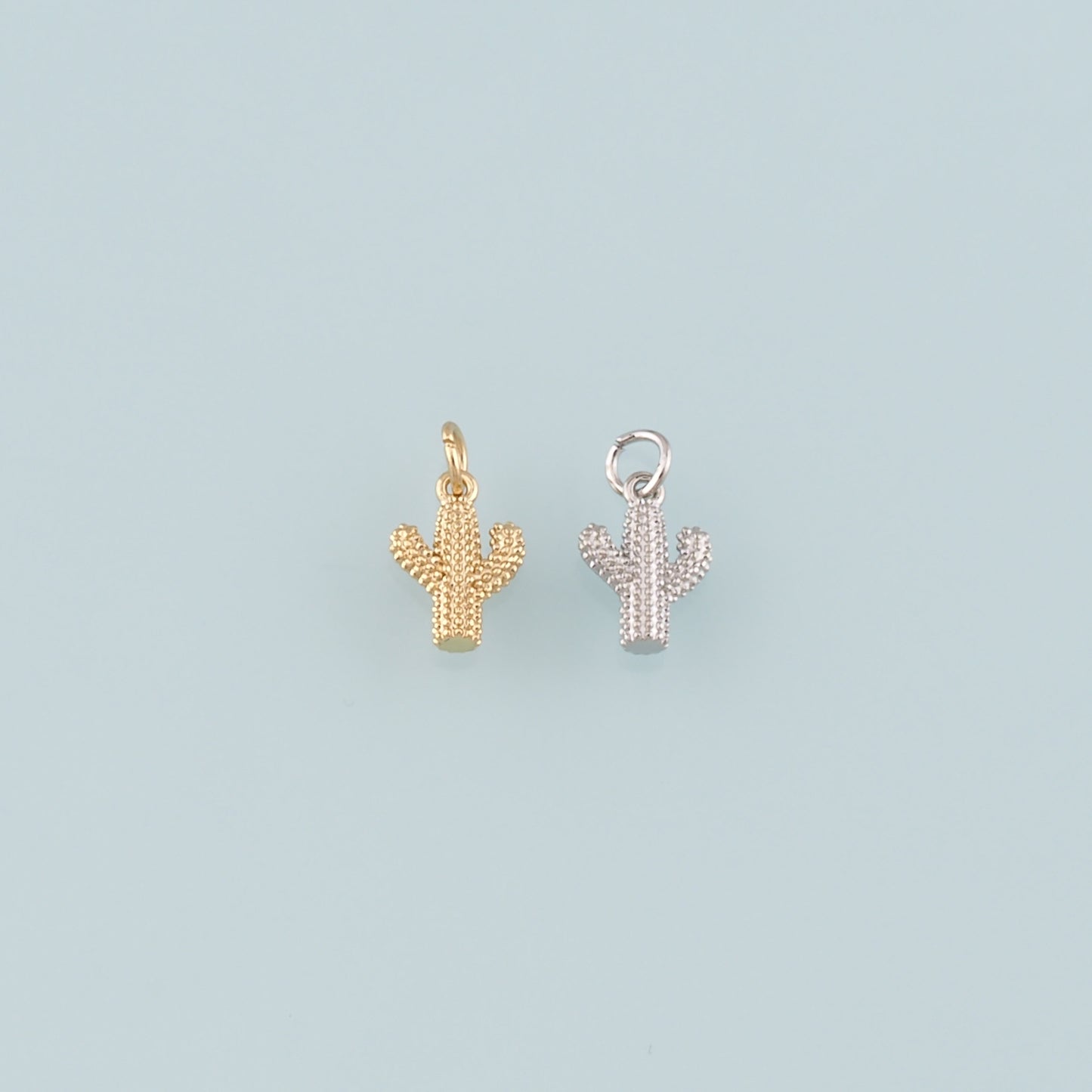 Gold Cactus Charms,18K Gold Filled Cactus Pendant,Desert Charm Bracelet Necklace for DIY Jewelry Making Supply