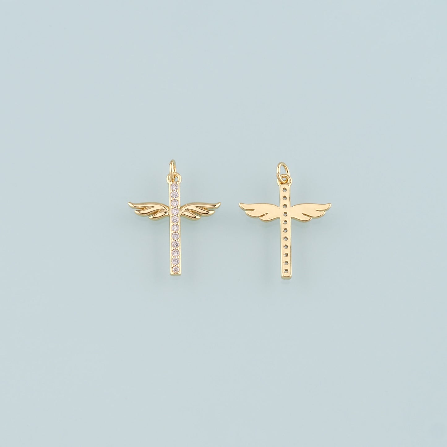 Gold Wing Charms,18K Gold Filled Wings Pendant,CZ Micro Pave Angel Wings Charm Bracelet Necklace for DIY Jewelry Making Supply