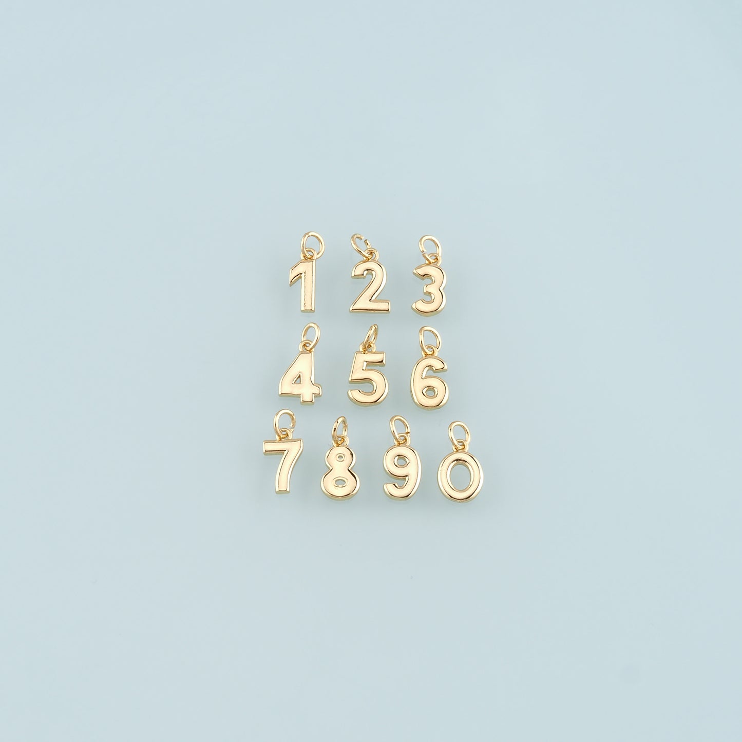 18K Gold Filled Number Pendant,Dainty Number Charm Bracelet Necklace for DIY Jewelry Making Supply