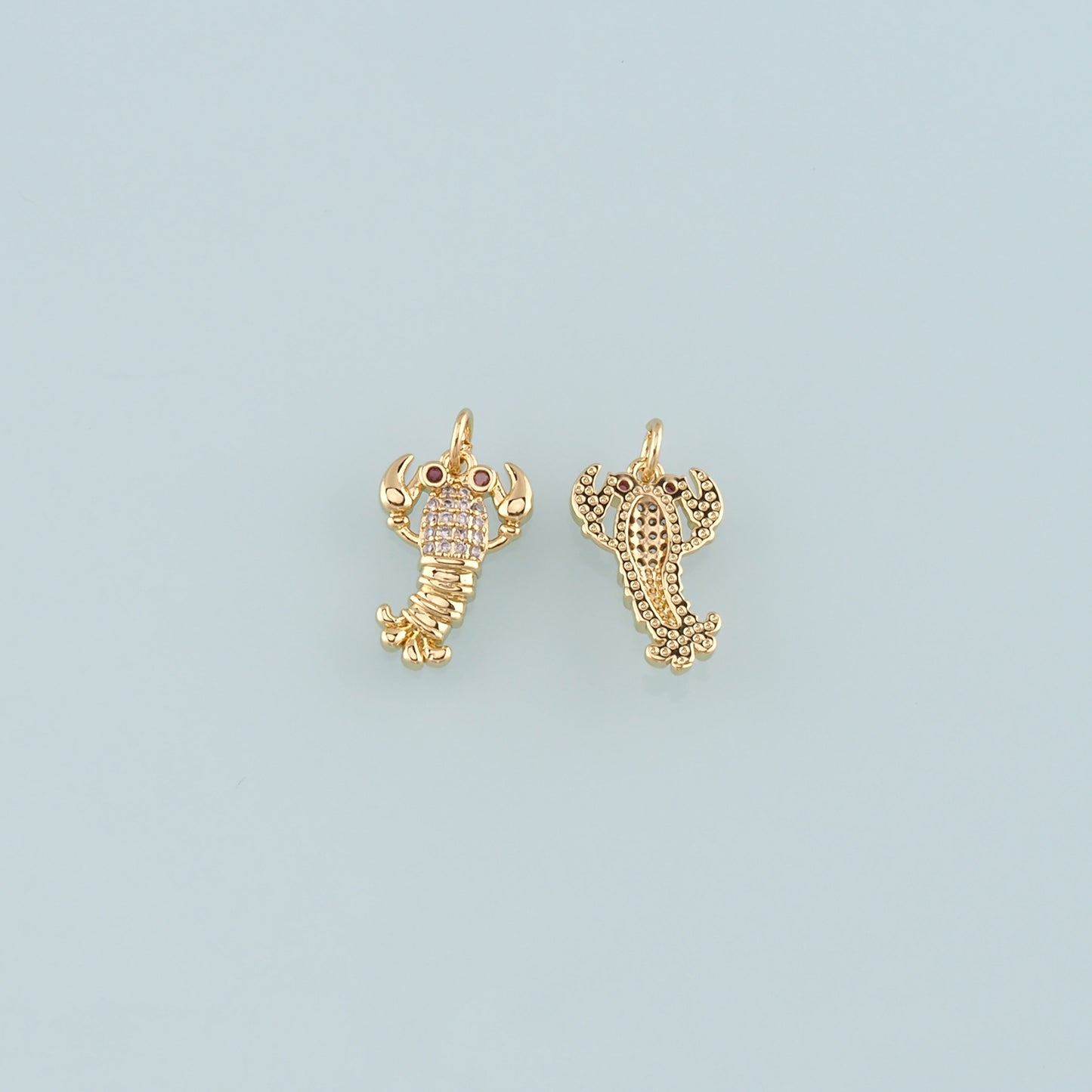 Cute Lobster Charms,18K Gold Filled CZ Micro Pave Lobster Pendant,kawaii Ocean Charm Bracelet Necklace for DIY Jewelry Making Supply