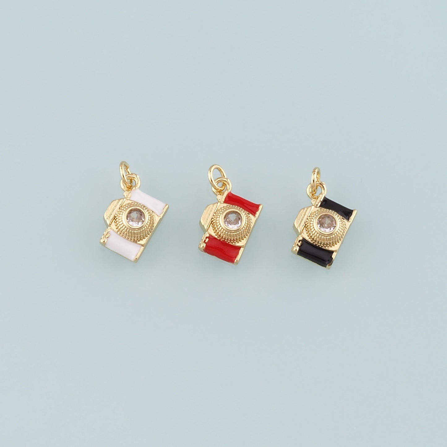 Gold Camera Charms,18K Gold Filled Camera Pendant,Enamel Camera Charm Bracelet Necklace for DIY Jewelry Making Supply