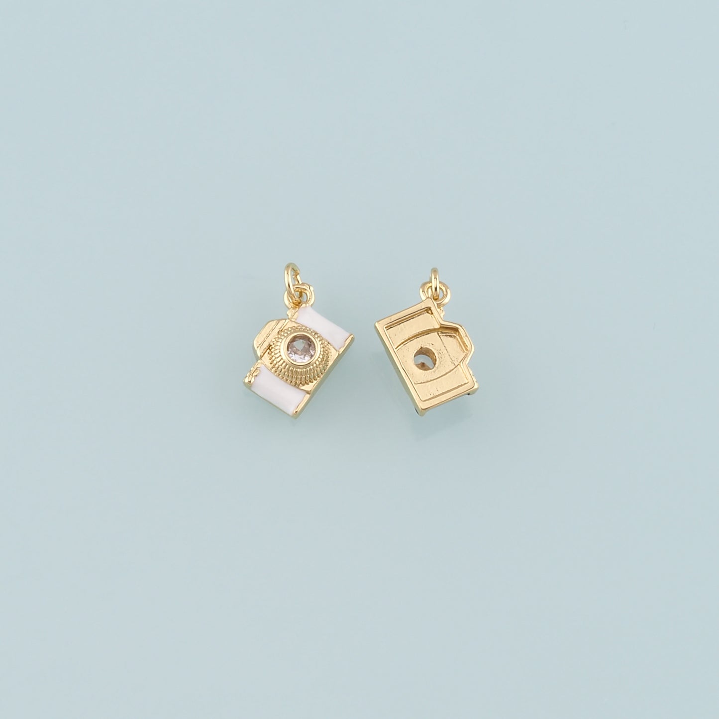 Gold Camera Charms,18K Gold Filled Camera Pendant,Enamel Camera Charm Bracelet Necklace for DIY Jewelry Making Supply