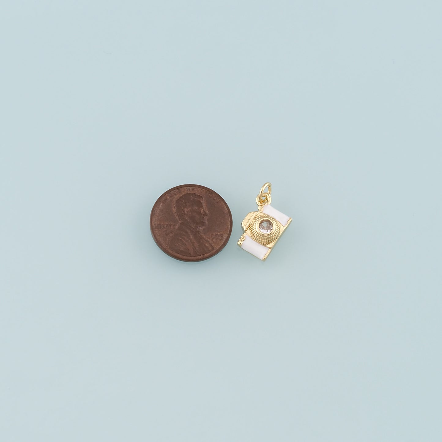 Gold Camera Charms,18K Gold Filled Camera Pendant,Enamel Camera Charm Bracelet Necklace for DIY Jewelry Making Supply